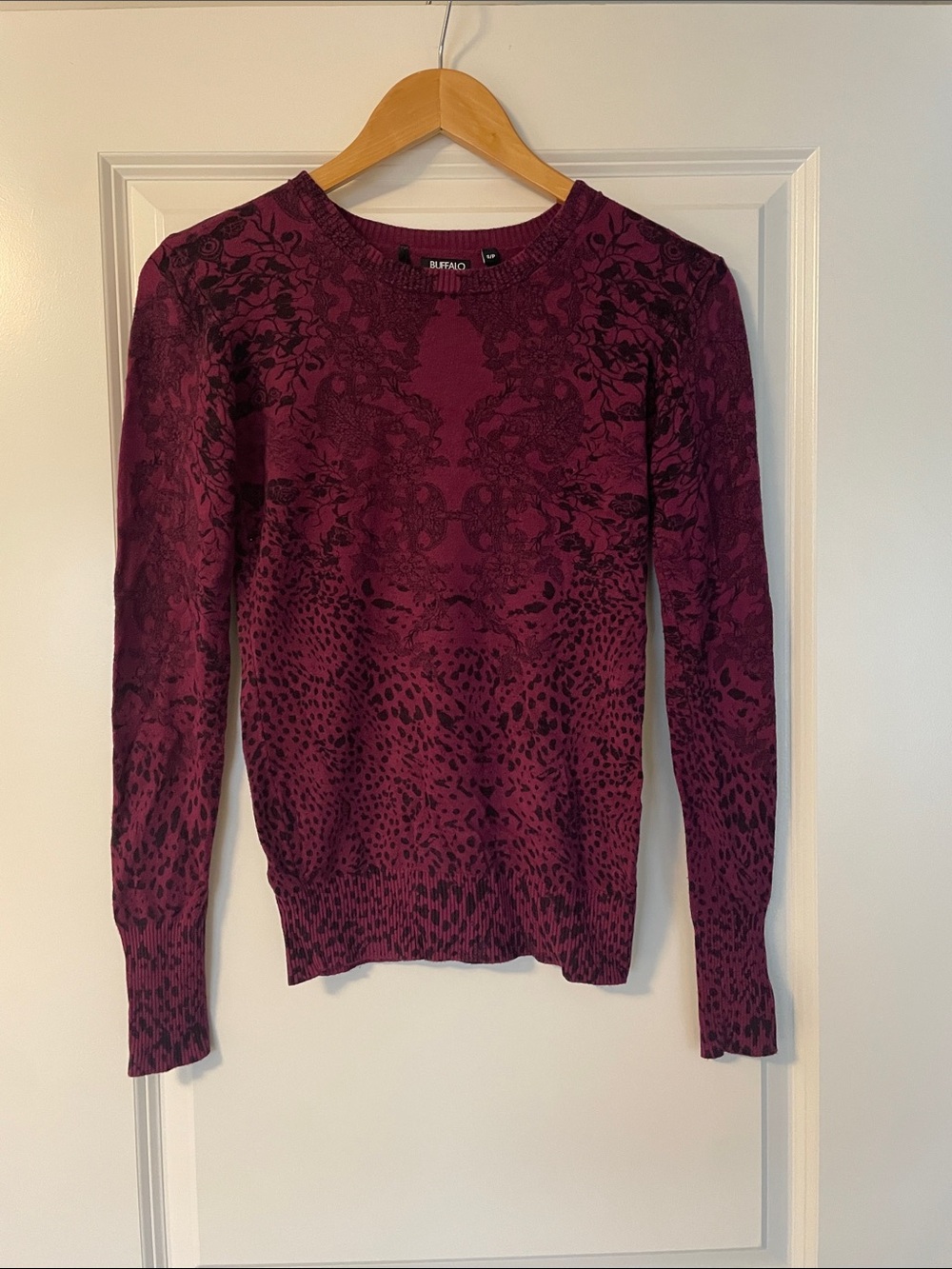 Buffalo David Bitton Plum Floral-Animal Print Sweater
